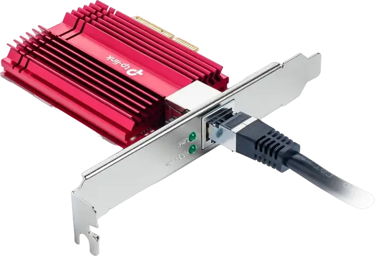 TP-Link TX401 10 Gbps PCI Express 3.0 x4 Network Adapter, 10G/5G/2.5G/1G/100M RJ-45 NIC with Red Aluminum Heatsink, Full and Low Profile Brackets