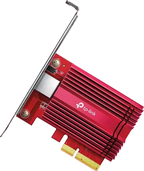 TP-Link TX401 10 Gbps PCI Express 3.0 x4 Network Adapter, 10G/5G/2.5G/1G/100M RJ-45 NIC with Red Aluminum Heatsink, Full and Low Profile Brackets