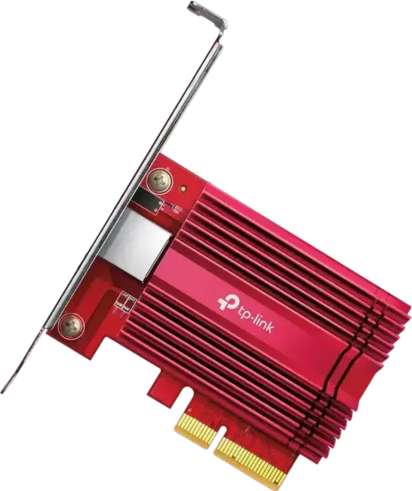 TP-Link TX401 10 Gbps PCI Express 3.0 x4 Network Adapter, 10G/5G/2.5G/1G/100M RJ-45 NIC with Red Aluminum Heatsink, Full and Low Profile Brackets