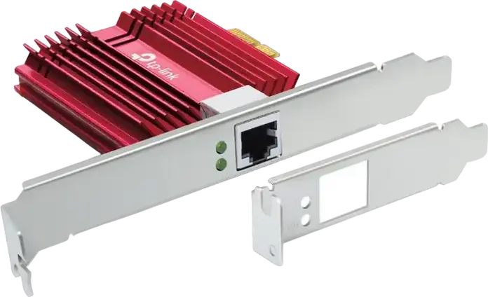 TP-Link TX401 10 Gbps PCI Express 3.0 x4 Network Adapter, 10G/5G/2.5G/1G/100M RJ-45 NIC with Red Aluminum Heatsink, Full and Low Profile Brackets