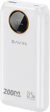 BAVIN Power Bank 20000mAh, 22.5W Fast Charging, Built-in Dual Cables, LED Display, White