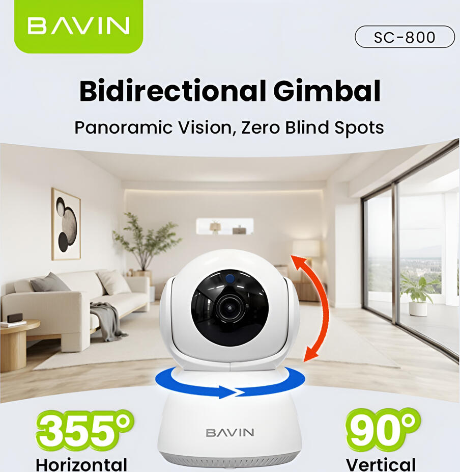 Умная домашняя Wi-Fi камера BAVIN SC-800, разрешение 3МП HD, PTZ-поворот и наклон, датчик движения, отслеживание людей, двусторонняя аудиосвязь, белая