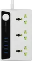 Prelungitor BAVIN cu Control Timer Inteligent, 3 Prize, 4 Porturi USB 17W 5V/3.4A, Putere Maxima 2500W, Cablu 1.5m, Priza EU, ABS Rezistent la Foc, Alb