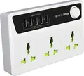 Prelungitor BAVIN cu Control Timer Inteligent, 3 Prize, 4 Porturi USB 17W 5V/3.4A, Putere Maxima 2500W, Cablu 1.5m, Priza EU, ABS Rezistent la Foc, Alb