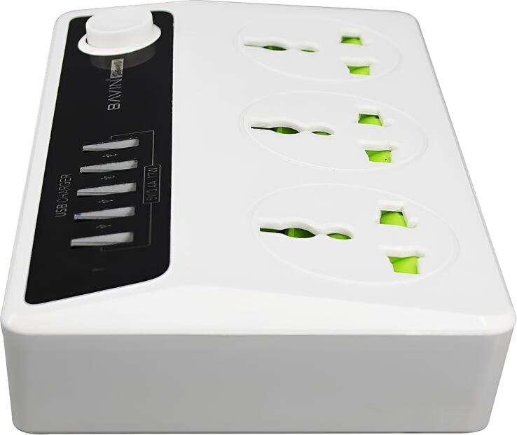 Prelungitor BAVIN cu Control Timer Inteligent, 3 Prize, 4 Porturi USB 17W 5V/3.4A, Putere Maxima 2500W, Cablu 1.5m, Priza EU, ABS Rezistent la Foc, Alb
