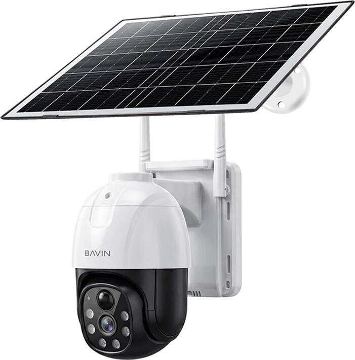 BAVIN Outdoor Solar Security Camera 5MP HD, PTZ (350°/90°), PIR Motion Detection, IP66, White