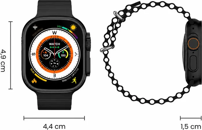 BAVIN BW-600 Smart Watch Ultra, 2.1 inch HD 120Hz Screen, A9 Chip, Dual Bluetooth, NFC, 80+ Sports Modes, Health Monitoring, Black, Set of 3