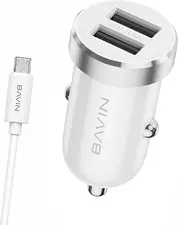 BAVIN Car Charger Dual USB Universal + Cable Micro-USB, 2.4A,12W, White