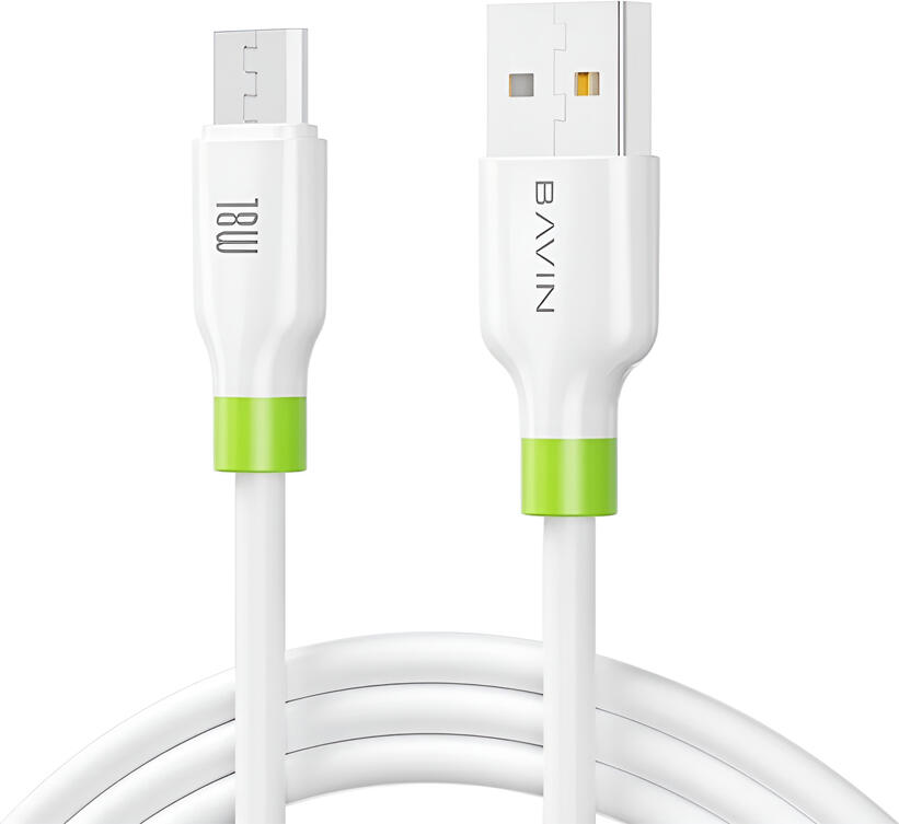 BAVIN Charging & Data Cable USB to Micro-USB, Silicone, 1m, White