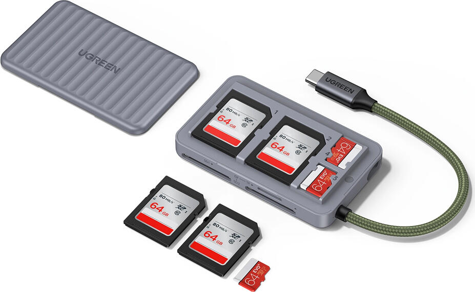 Cititor de carduri UGREEN CM868 USB Type-C, 170MB/s SD 3.0, 3 Sloturi pentru SD si TF Micro SD, Citire Simultana, Capac Magnetic, Gri