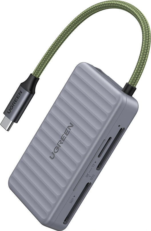 Cititor de carduri UGREEN CM868 USB Type-C, 170MB/s SD 3.0, 3 Sloturi pentru SD si TF Micro SD, Citire Simultana, Capac Magnetic, Gri