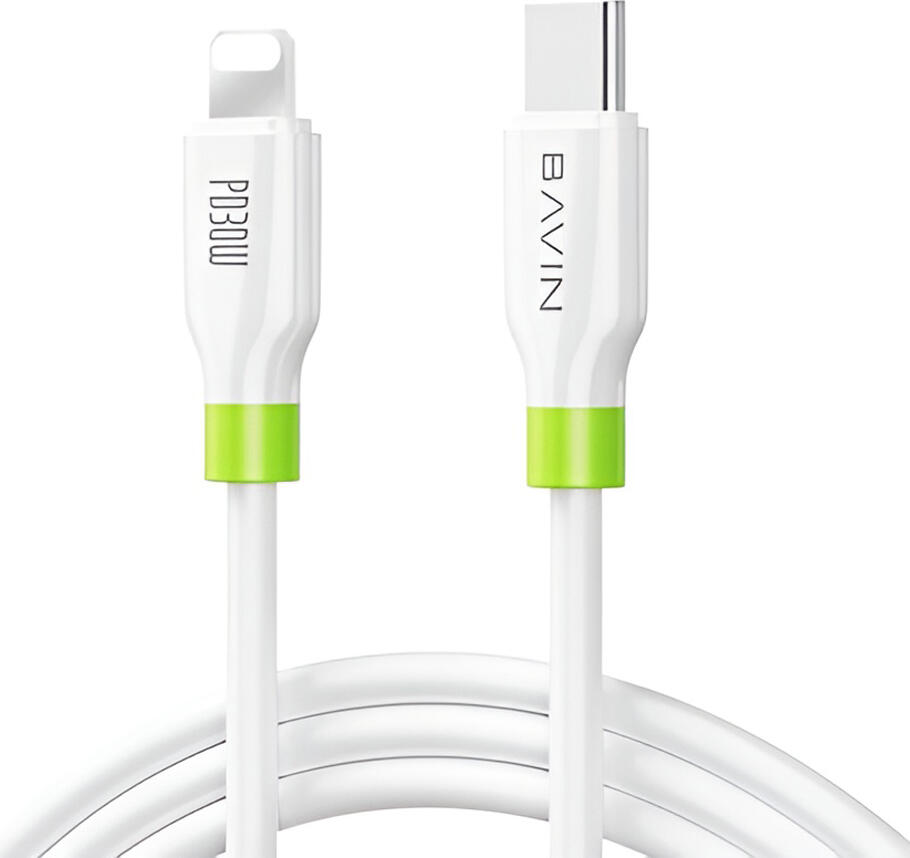BAVIN Charging & Data Cable Type-C to Lightning, Silicone, 1m, 60W, White