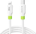 BAVIN USB Type-C to Lightning Silicone Cable, 60W Fast Charging and Data Sync, High Flexibility Tangle-Resistant, 1m, White