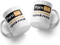 Pornhub Novelty White Ceramic Mug with Russian Text I Manage the Business with One Hand, Cana #30