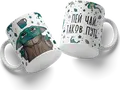 Grogu The Mandalorian Themed Ceramic Mug, White Tea Cup with Grogu and Frogs Illustration, Drink Tea This is the Way Design