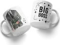 Cana din Ceramică Big Boss, Design Costum Gri cu Cravată și Stele, Ceașca de Cafea Albă Model #48