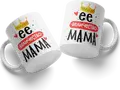 Her Majesty Mama Ceramic Mug #70, White Coffee Cup with Crown and Hearts Design, Home and Garden Dinnerware