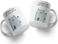 Ceramic Coffee Mug with Russian Bear Meme Print, White, Illustration of Bear with Bottle and Umbrella in Rain