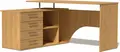 Fabrik Home Nr.1 Corner Computer Desk, Laminated PAL 18mm, 1400x1200mm, 4 Drawers and Open Shelving, Stony Oak