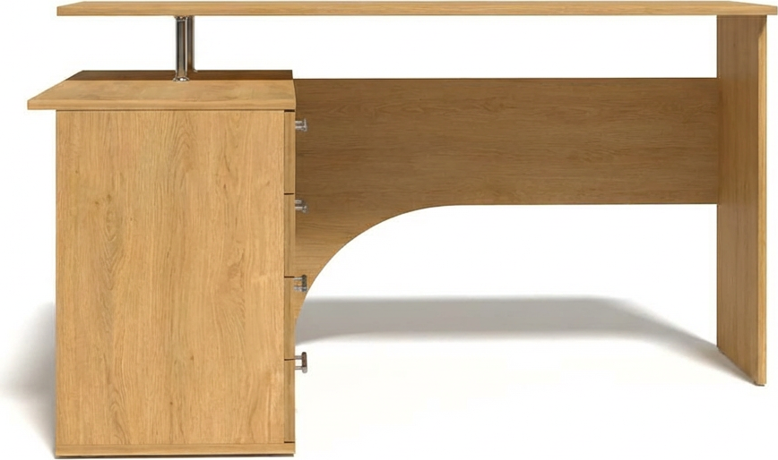 Fabrik Home Nr.1 Corner Computer Desk, Laminated PAL 18mm, 1400x1200mm, 4 Drawers and Open Shelving, Stony Oak