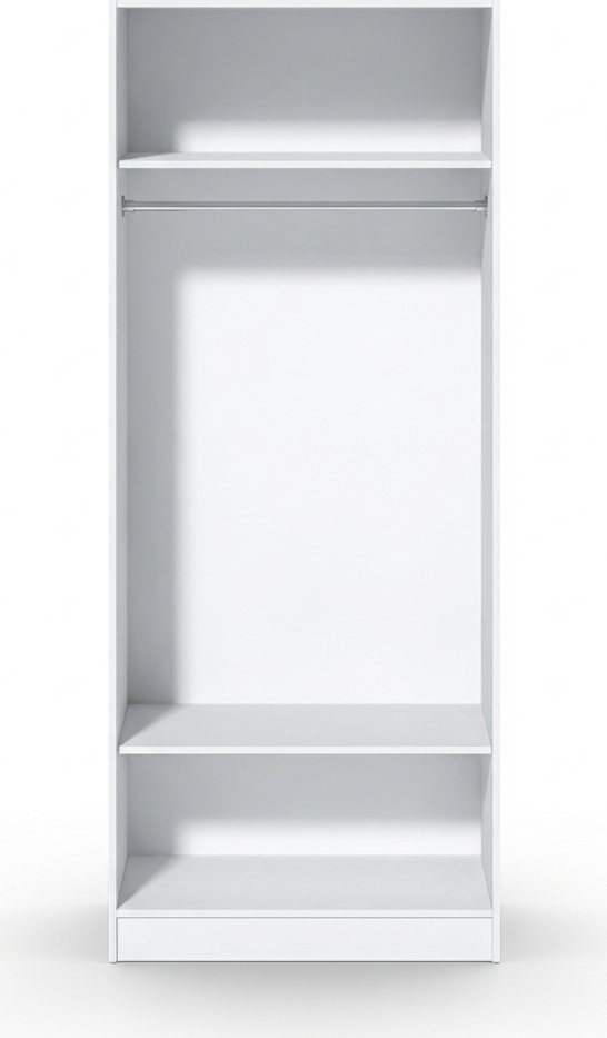 Dulap Fabrik Home HARDY 900, 2 usi, MDF Alb Lucios, 900x2200x550 mm, cu bara pentru cuier, depozitare pantofi si palarii, pentru hol sau dormitor