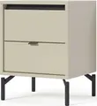 Fabrik Home Marshal Nightstand, Cashmere Laminated Chipboard, 2 Drawers, Black Slender Legs, 420x550x304 mm
