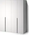 Dulap cu usi batante Fabrik Home HARDY 1800, 4 usi, MDF Alb, 1800x2200x550 mm, cu 5 rafturi, bara pentru umerașe și 2 sertare