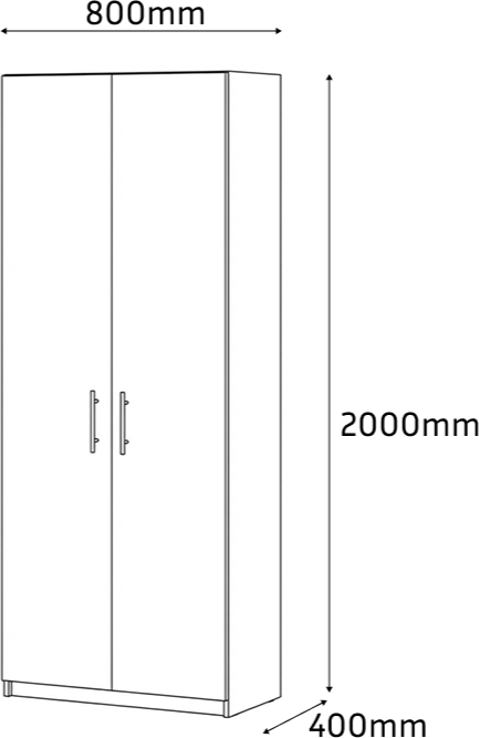 Fabrik Home Office Line 11 Office Cabinet, Sonoma Oak, 2 Doors, 5 Shelves, 800x2000x400 mm
