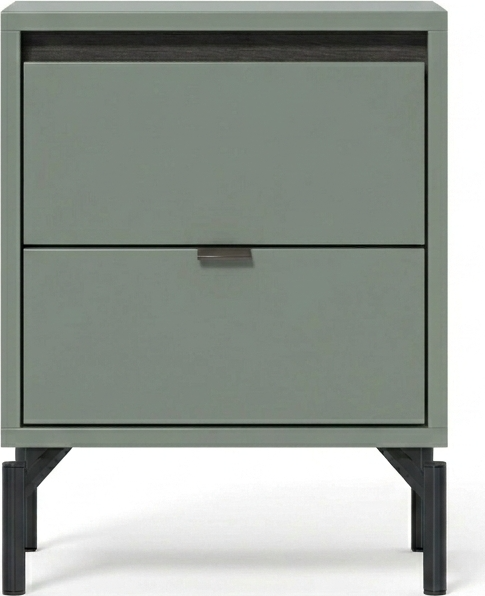 Noptiera Fabrik Home Marshal, Verde cu 2 Sertare, Culisare Metalice, Picioare Negre, 420x550x304mm