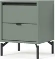 Noptiera Fabrik Home Marshal, Verde cu 2 Sertare, Culisare Metalice, Picioare Negre, 420x550x304mm