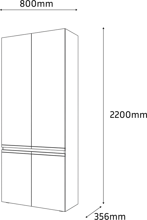 Dulap Hol Fabrik Home BASIC Modular, Cashmere, 800x2200x356 mm, 4 Usi, Pritranse Integrate, Design Minimalist Modern