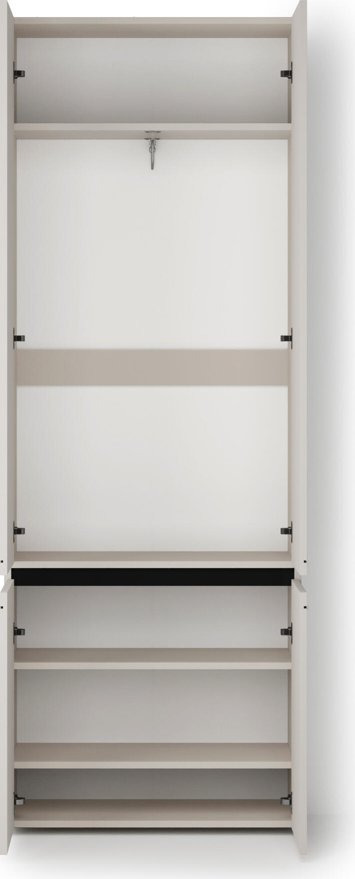 Dulap Hol Fabrik Home BASIC Modular, Cashmere, 800x2200x356 mm, 4 Usi, Pritranse Integrate, Design Minimalist Modern