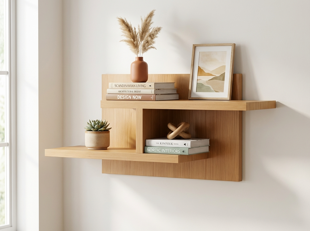 Fabrik Home Tetris No.8 Decorative Wall Shelf, Laminated PAL 18mm, ABS Edge Banding, RASTEX Invisible Connection System, Stejar Pietros