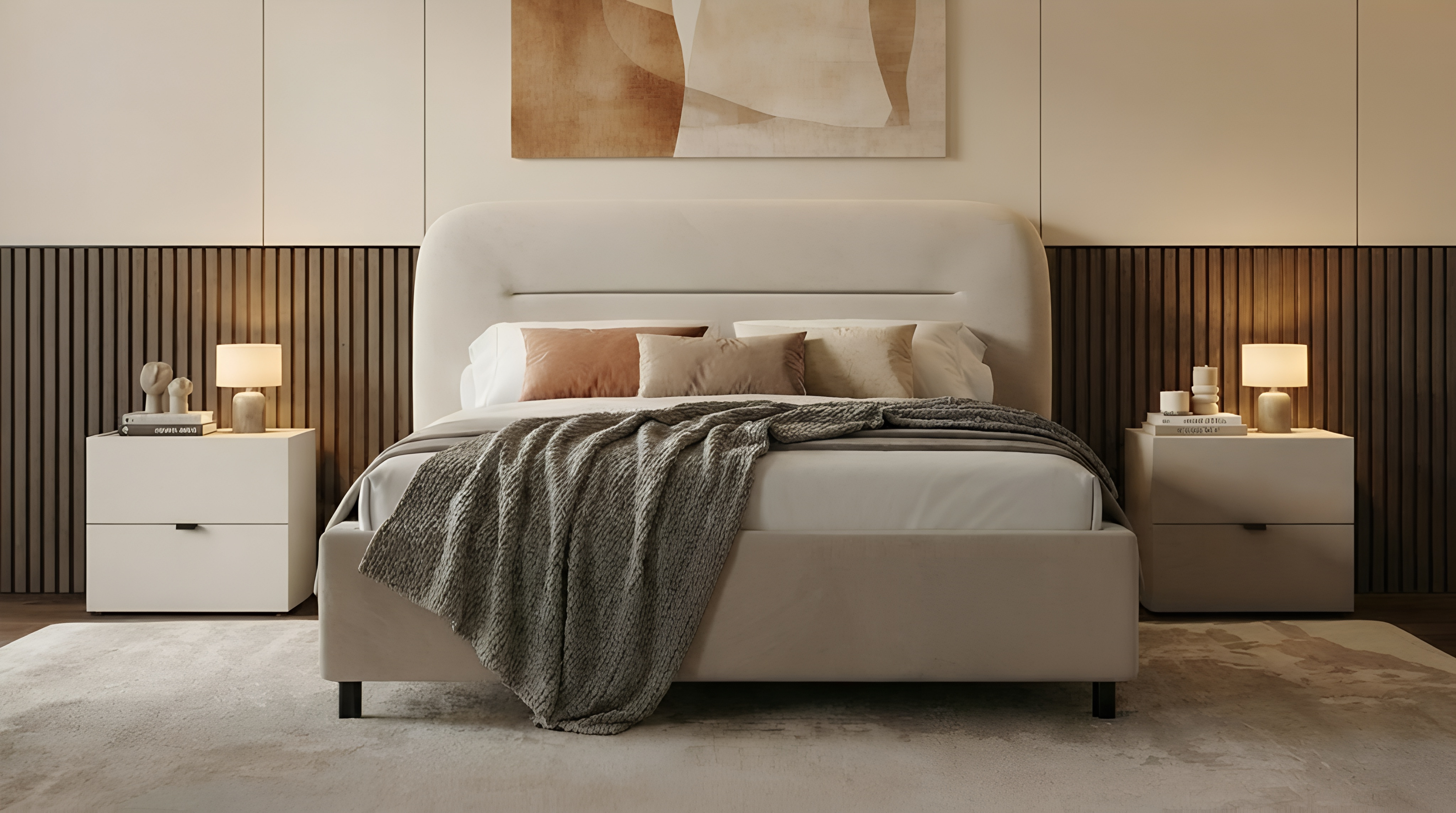 Pat Dublu Tapitat Fabrik Home LUSH, Material Textil Gri, Mecanism de Ridicare pentru Depozitare, Somier cu Lame, 1800x2200 mm, Tablie Moale