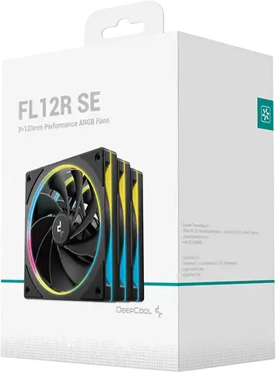 Set de 3 ventilatoare de carcasă Deepcool FL12R SE 120mm ARGB PWM, Flux de aer invers, Rulment hidraulic, Negru