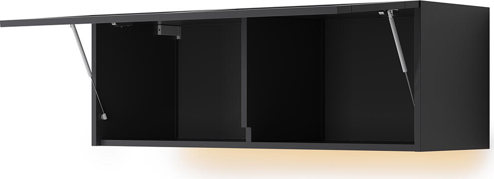 Fabrik Home VAROLA Wall-Mounted Hallway Cabinet, Loft Style, Cobalt Grey, with LED Lighting and Gas Struts, Upper Storage Unit