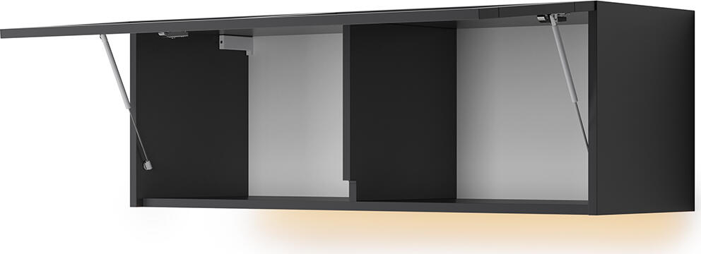 Fabrik Home VAROLA Wall-Mounted Hallway Cabinet, Loft Style, Cobalt Grey, with LED Lighting and Gas Struts, Upper Storage Unit