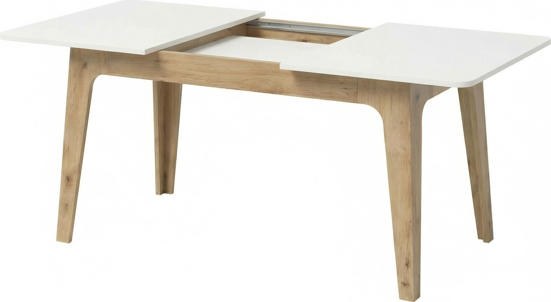 Masa Extensibila Fabrik Home Crown, Stejar Evok si Alb, 1440-1950 x 900 x 770 mm, Masa de Bucatarie Pliabila pentru 4-8 Persoane