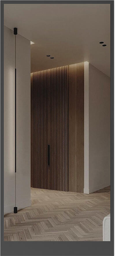 Fabrik Home VAROLA Mirror Panel for Modular Hallway, Laminated Chipboard LDSP, 600 x 1314 mm, Cobalt Grey