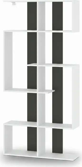 Fabrik Home Etajeră Nr 3 Mobilier Modern Forma de Sarpe, Culoare Basalt, 2000x900x290mm, Raft pentru Sufragerie