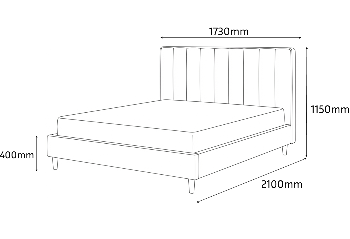 SidiM Stefania 4 Double Bed, 160x200 cm, Hydraulic Lift-up Storage, Upholstered Geometric Headboard, Walnut Wooden Legs