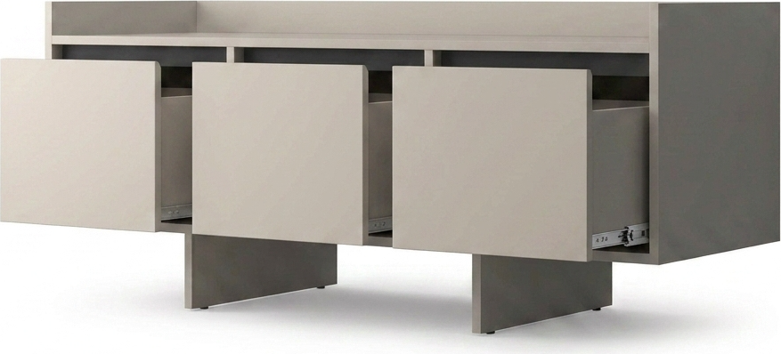 Fabrik Home Talin Low Profile TV Stand, Black Ash Matte Finish, 3 Spacious Easy-Sliding Drawers for Media and Console Storage
