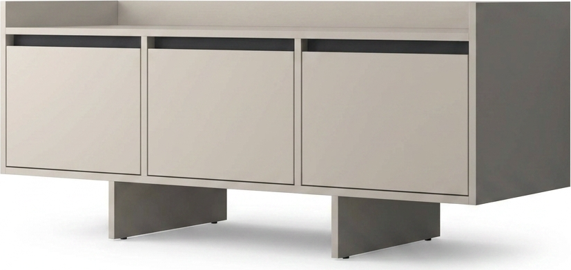 Fabrik Home Talin Low Profile TV Stand, Black Ash Matte Finish, 3 Spacious Easy-Sliding Drawers for Media and Console Storage