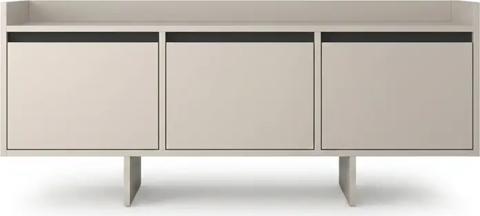 Fabrik Home Talin Low Profile TV Stand, Black Ash Matte Finish, 3 Spacious Easy-Sliding Drawers for Media and Console Storage