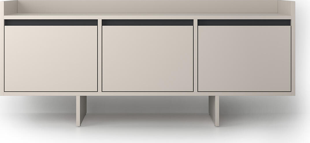 Fabrik Home Talin Low Profile TV Stand, Black Ash Matte Finish, 3 Spacious Easy-Sliding Drawers for Media and Console Storage