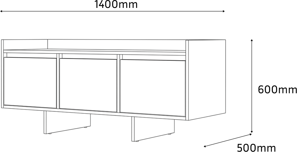 Fabrik Home Talin Low Profile TV Stand, Black Ash Matte Finish, 3 Spacious Easy-Sliding Drawers for Media and Console Storage