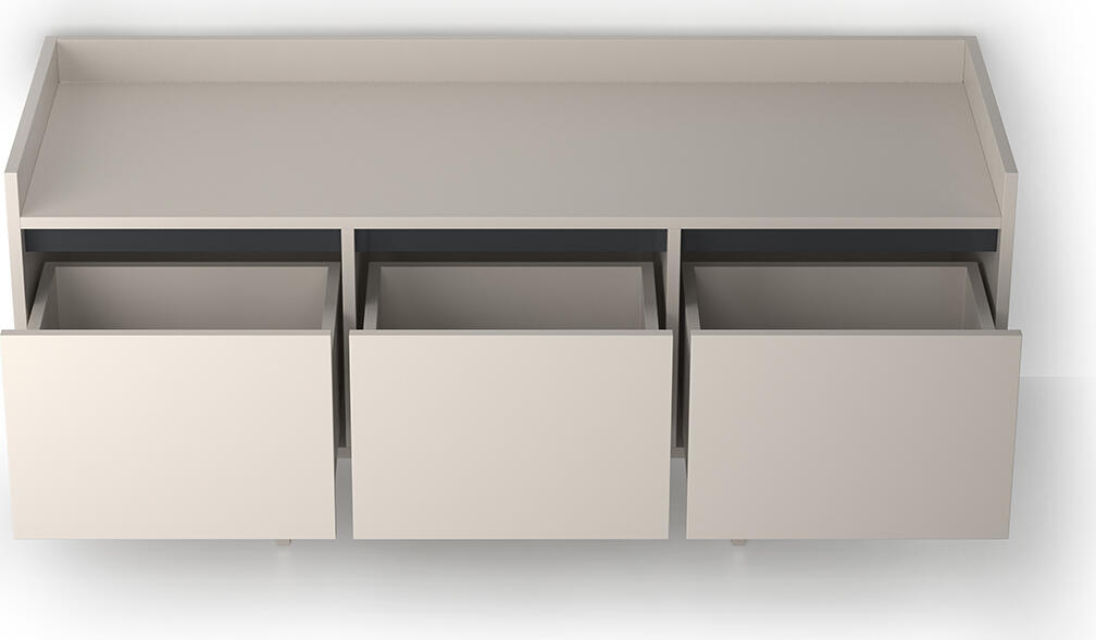 Fabrik Home Talin Low Profile TV Stand, Black Ash Matte Finish, 3 Spacious Easy-Sliding Drawers for Media and Console Storage