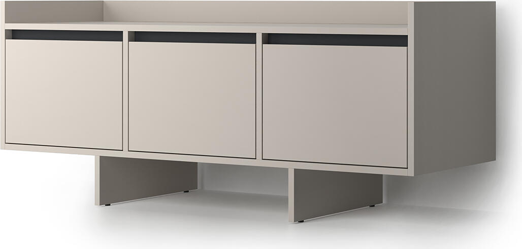 Fabrik Home Talin Low Profile TV Stand, Black Ash Matte Finish, 3 Spacious Easy-Sliding Drawers for Media and Console Storage