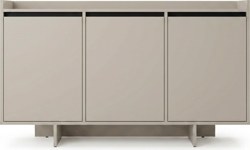 Comoda Fabrik Home Talin, Frasin Negru, Design Minimalist cu 3 Usi si 3 Compartimente Spatiose cu Rafturi pentru Sufragerie sau Dormitor