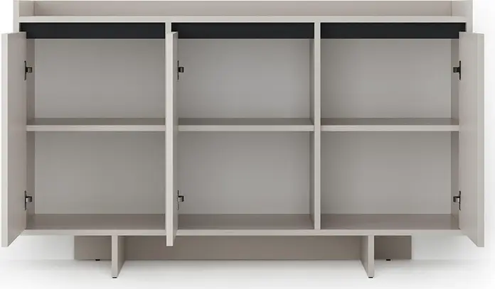 Comoda Fabrik Home Talin, Frasin Negru, Design Minimalist cu 3 Usi si 3 Compartimente Spatiose cu Rafturi pentru Sufragerie sau Dormitor